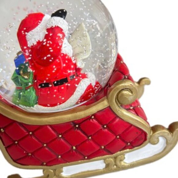 Boule Á Neige Musical Christmas Water Snow Globe Santas Xmas Eve Sleigh Ride NWT - Picture 6 of 16